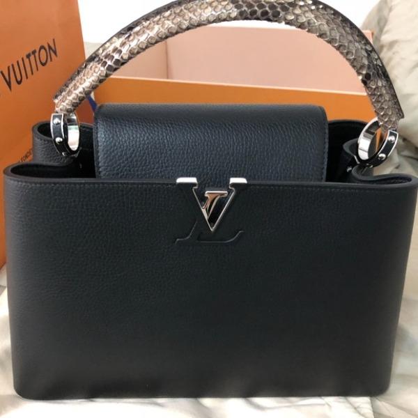 Louis Vuitton Capucines MM Noir Python Leather Trim