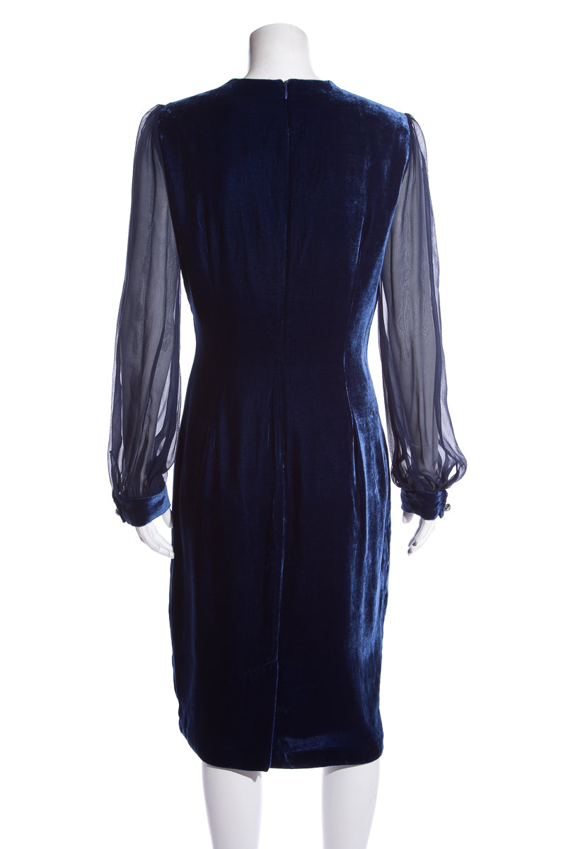 Sanchin & Babi Velvet Navy Dress SZ 8 NWT