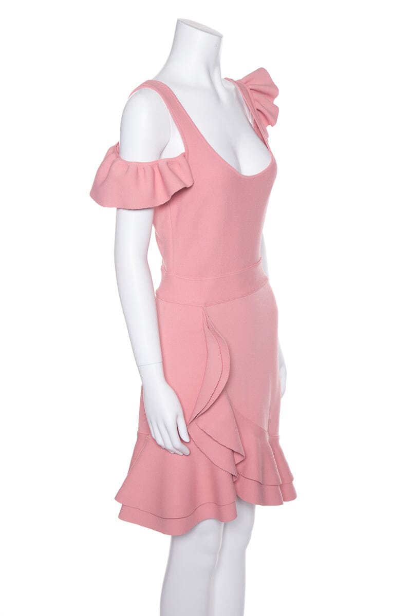 Alexander McQueen Pink Ruffle Mini Dress SZ S NWT