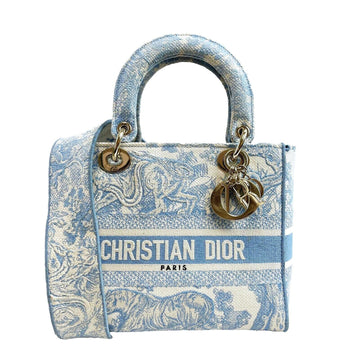 DIOR Toile de Jouy Lady D-Lite Bag Embroidered Canvas Cornflower Blue
