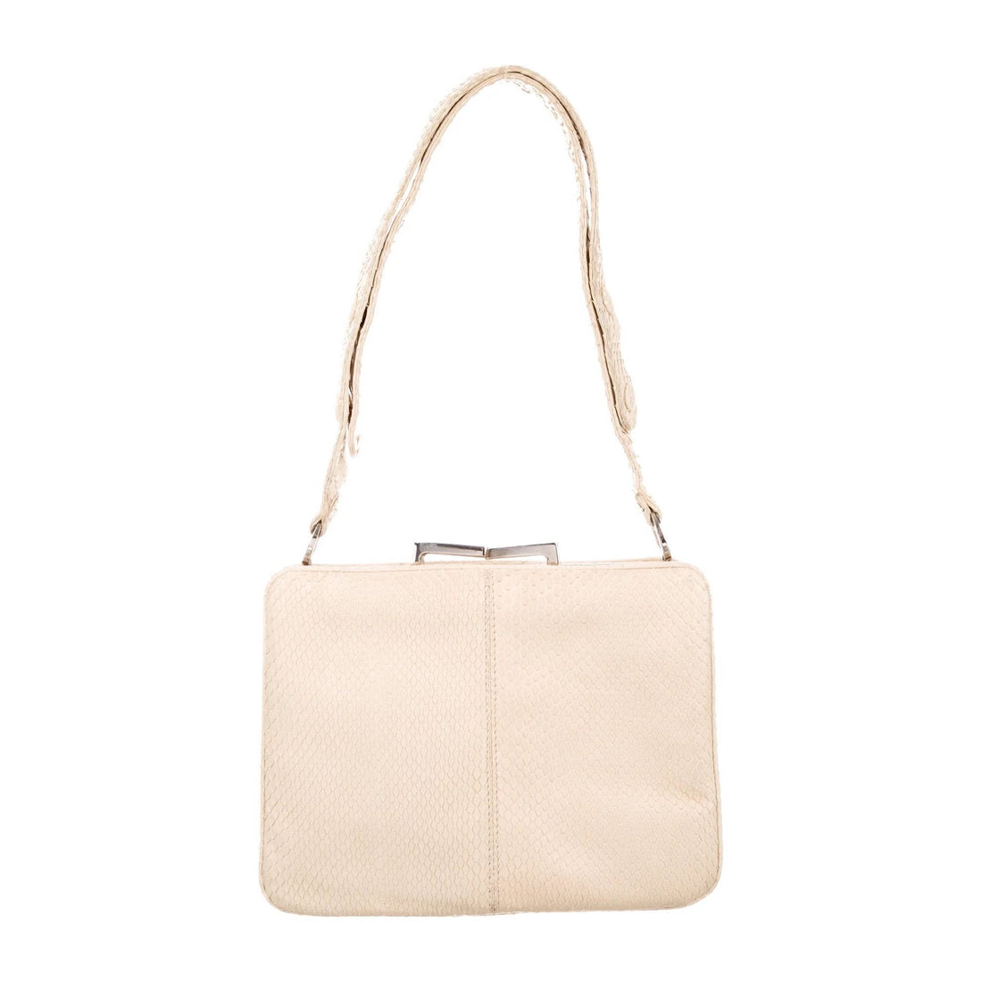 Creme snakeskin Fendi mini shoulder bag with chrome hardware