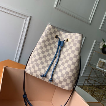 LV NeoNoe MM Bucket Bag Damier Azur Canvas Bleuet Blue For Womtlm,  Shoulder And Crossbody Bags 10.2in/26cm LV N40153