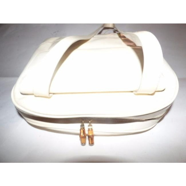 Gucci Vintage Ivory Patent Leather Satchel