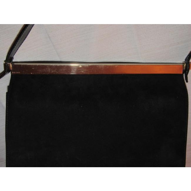 Gucci Suedeleather Top Handle Black Suedegold Patent Leather Shoulder Bag