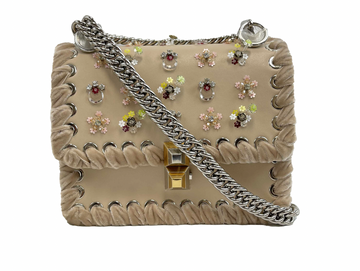 FENDI - NEW Kan I Bag Embellished Whipstitch Leather - Nude Beige Crossbody