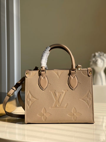 LV OnTheGo PM Tote Bag Monogram Empreinte Beige For Womtlm, Womtlm’s Handbags, Shoulder And Crossbody Bags 9.8in/25cm LV