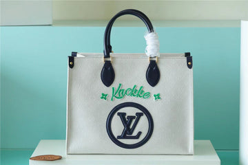 LV Onthego MM Monogram Giant And Raffia White/ Black For Womtlm,  Shoulder And Crossbody Bags 35cm/13.8in LV 