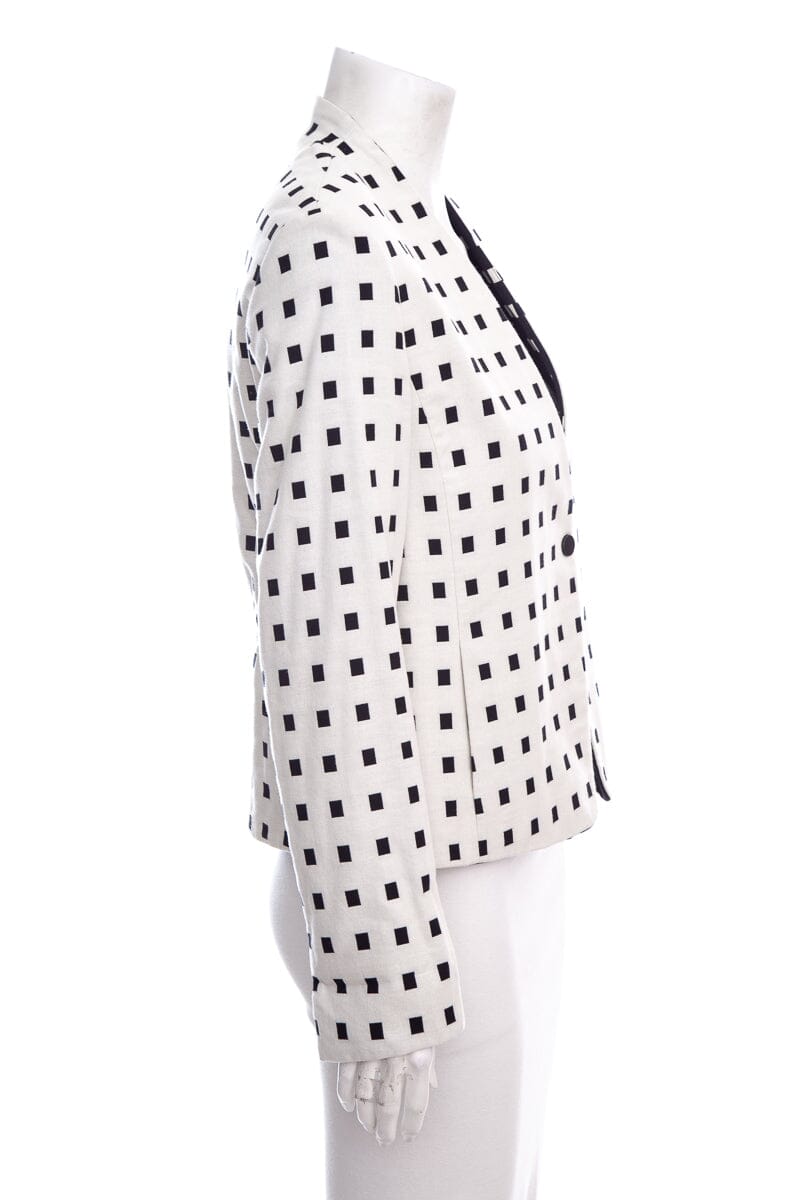 Akris Black & White Square Print Cardigan SZ 6