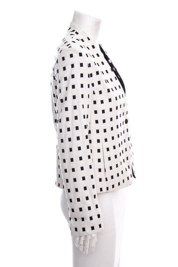 Akris Black & White Square Print Cardigan SZ 6
