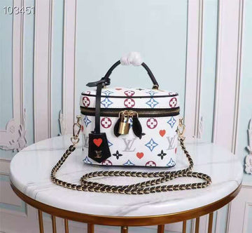 LV Vanity PM Bag Game On Monogram Canvas White By Nicolas Ghesquiere For Womtlm, Womtlm’s Handbags, Shoulder And Crossbody 7.5in/19cm LV M57458