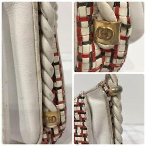 Gucci red white & blue intrecciatio leather XL hobo