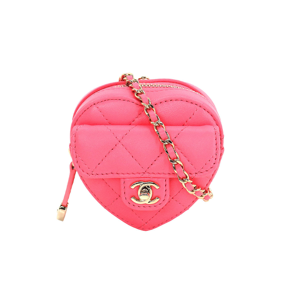 Chanel Pink Heart  Coin purse with a chain