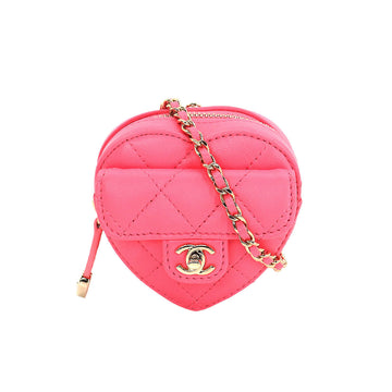Chanel Pink Heart  Coin purse with a chain