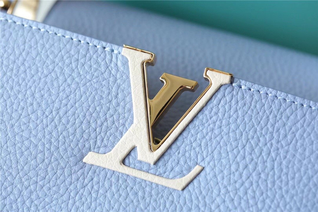 LV Capucines MM Taurillon Light Blue/ Beige For Womtlm, Womtlm’s Bags, Shoulder And Crossbody Bags 12.4in/31.5cm LV 