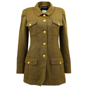 Chanel Single Breasted Jacket Brown 96A #38