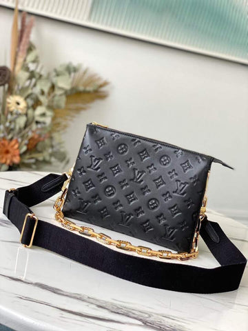 LV Coussin PM Monogram Embossed Puffy Black For Womtlm, Womtlm’s Handbags, Shoulder And Crossbody Bags 10.2in/26cm LV M57790