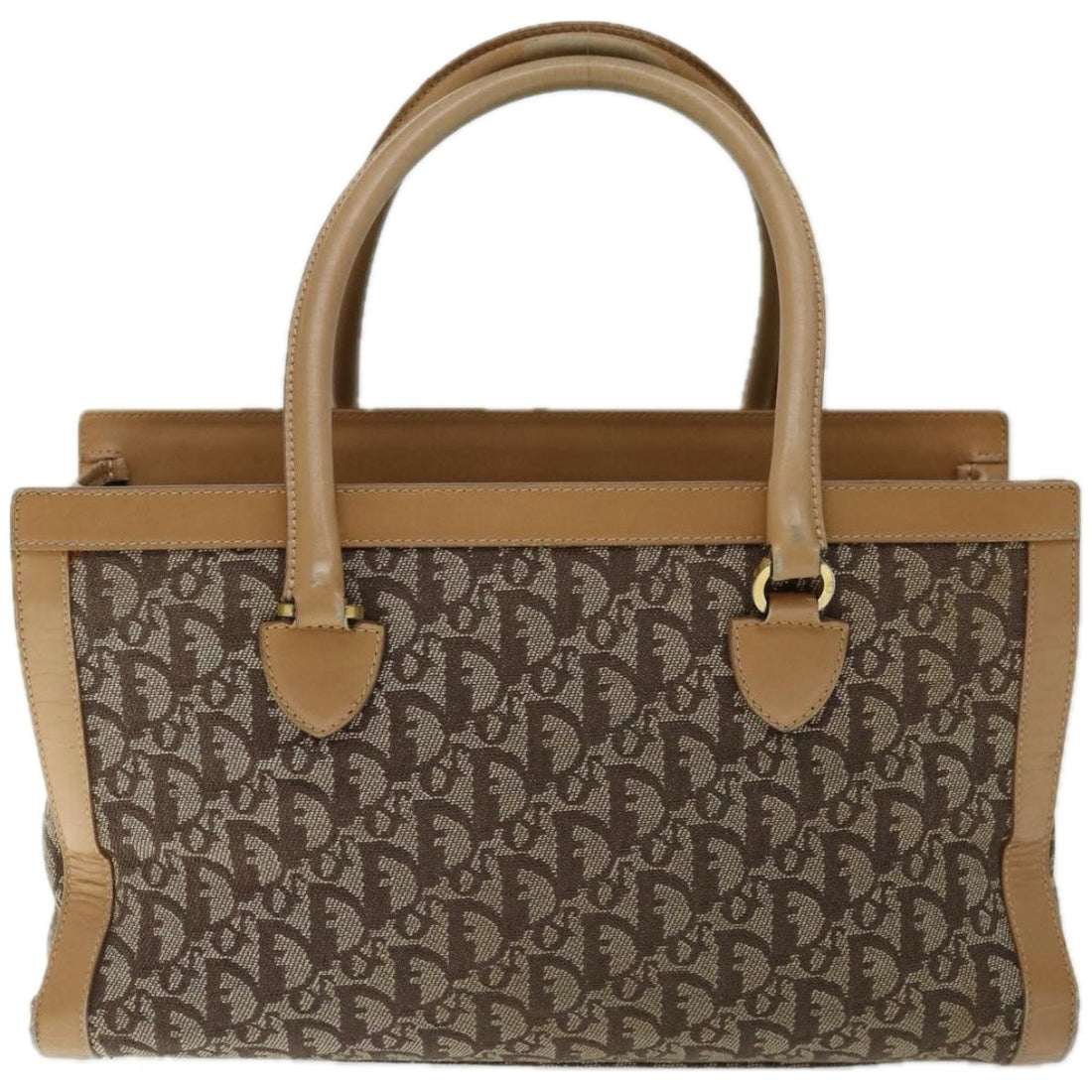 CHRISTIAN DIOR Trotter Canvas Hand Bag Beige Auth ac2771