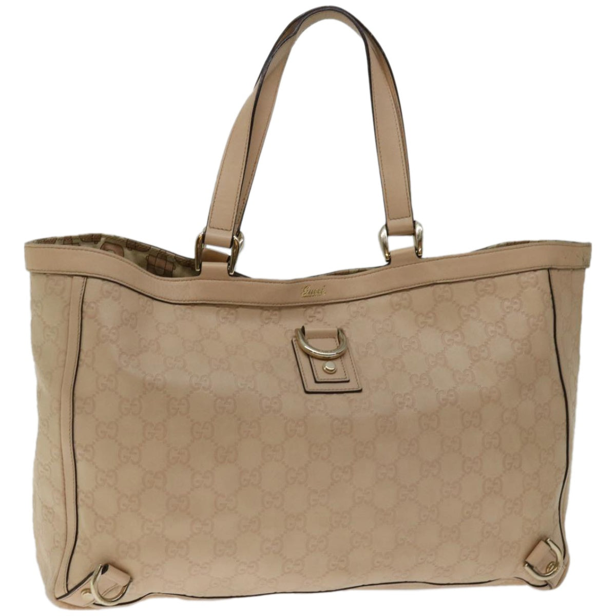 GUCCI GG Canvas ssima Tote Bag Beige 141472 Auth ac2799