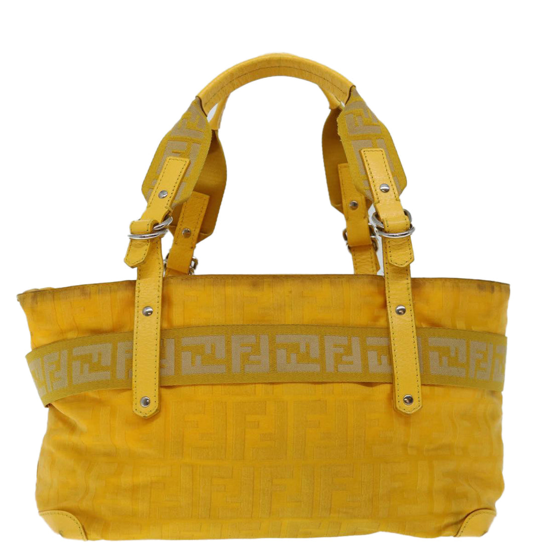 FENDI Zucca Canvas Hand Bag Yellow Auth ac2820