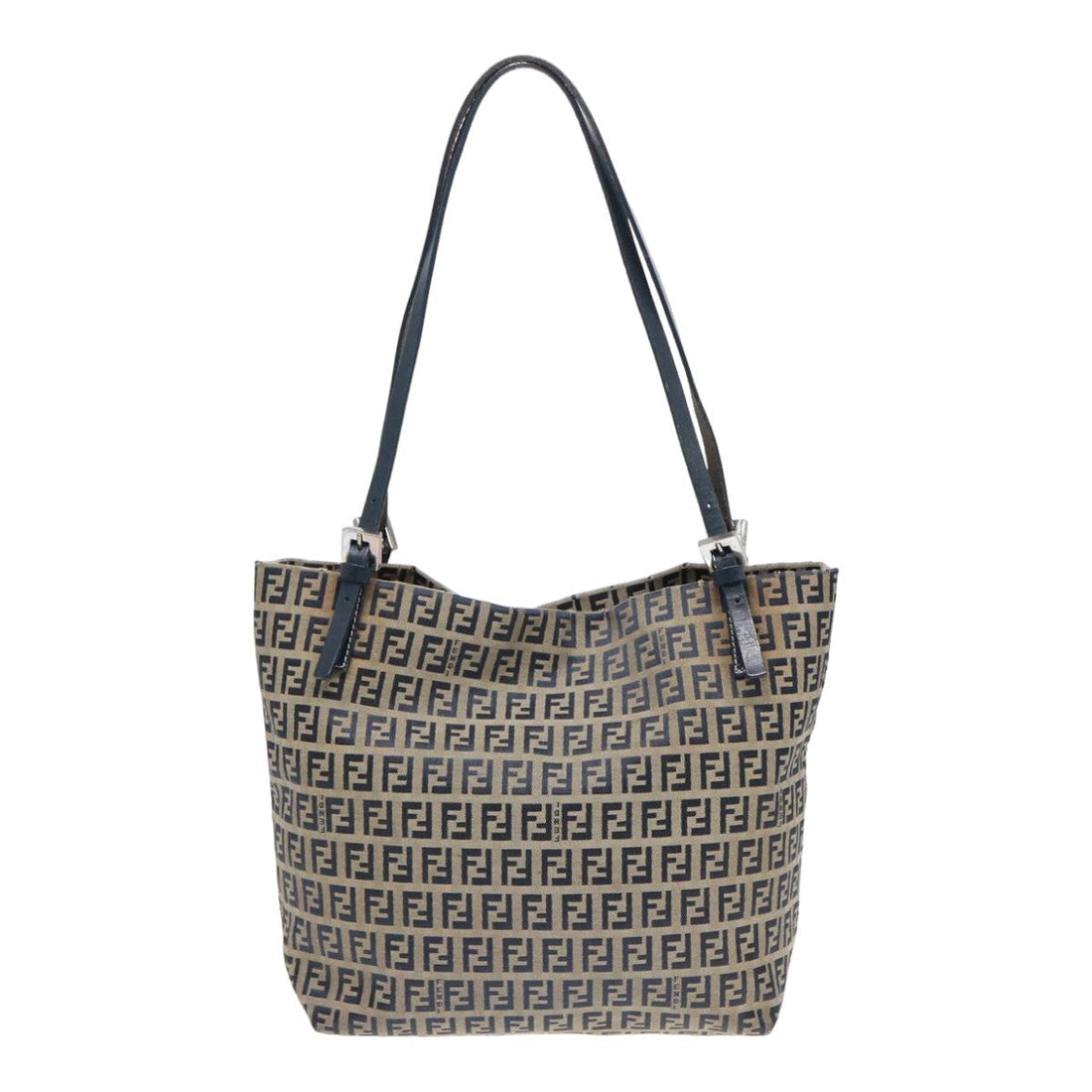 FENDI Zucchino Canvas Tote Bag Navy Auth ac3137