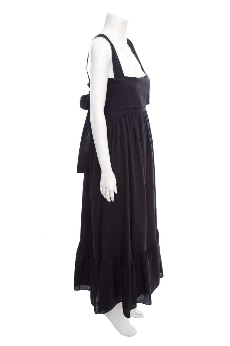 Chloe Black Linen Sleeveless Maxi Dress SZ 44