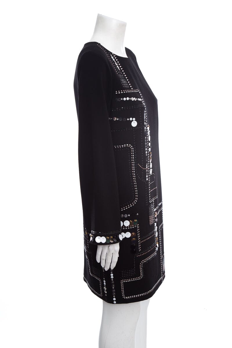 Trina Turk Black Long Sleeve Sequin Embelished Dress SZ 4