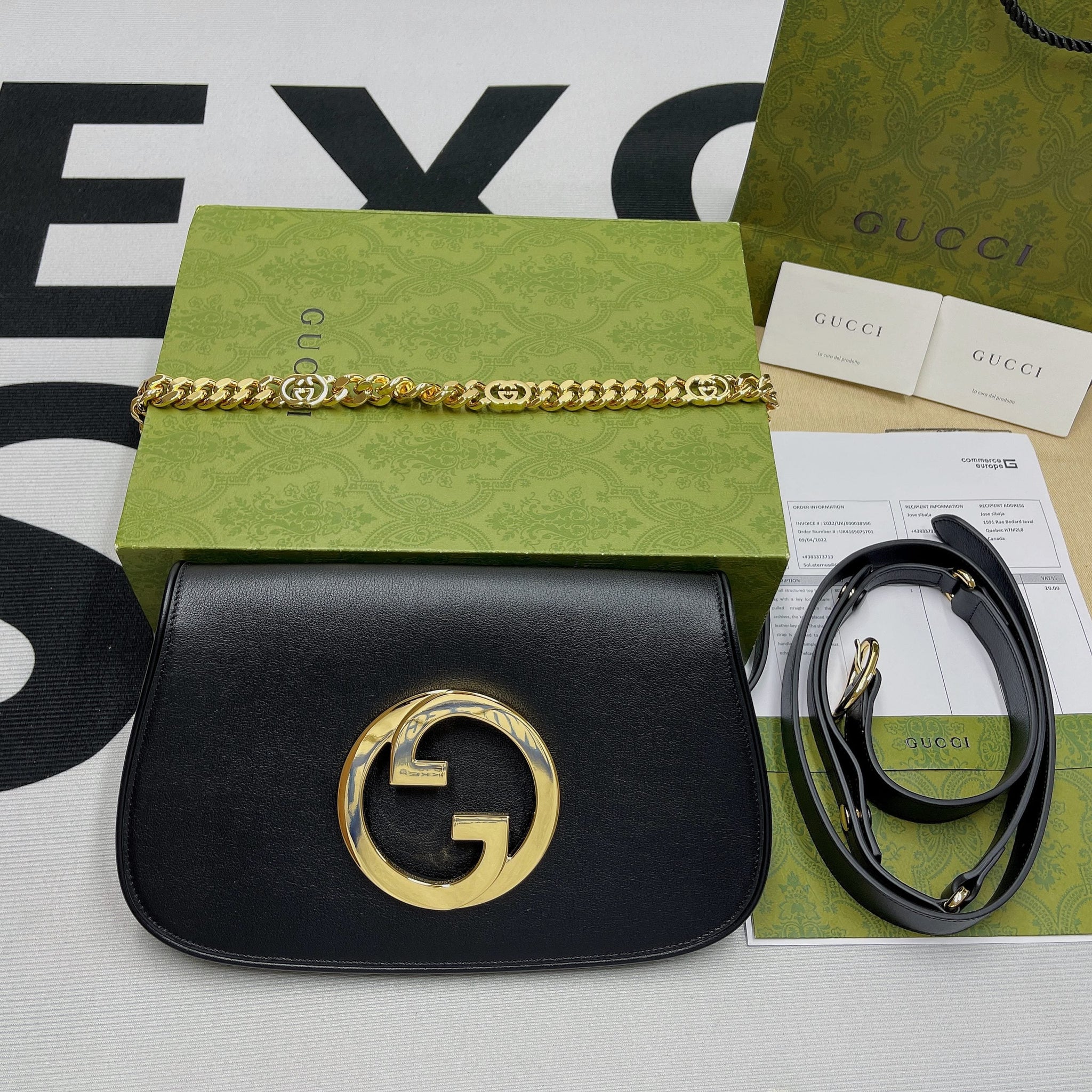 gg Blondie Shoulder Bag Black For Womtlm, Womtlm&#8217;s Bags 11in/28cm gg? 699268 UXX0G 1000