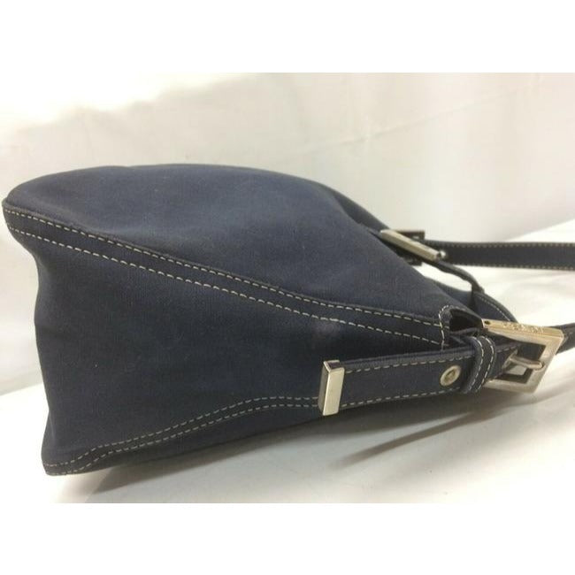 Fendi Limited Edition Baguette Shoulder Heavy Dark Rinse Denim Fabric And Chrome And Enamel Hardware