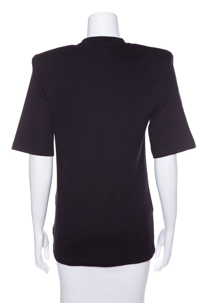 Off White Black Short Sleeve Blouse SZ 36