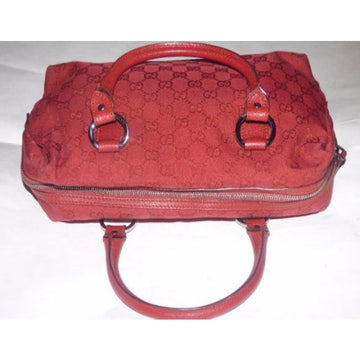 Gucci Hobo Red Canvas And Leather Satchel