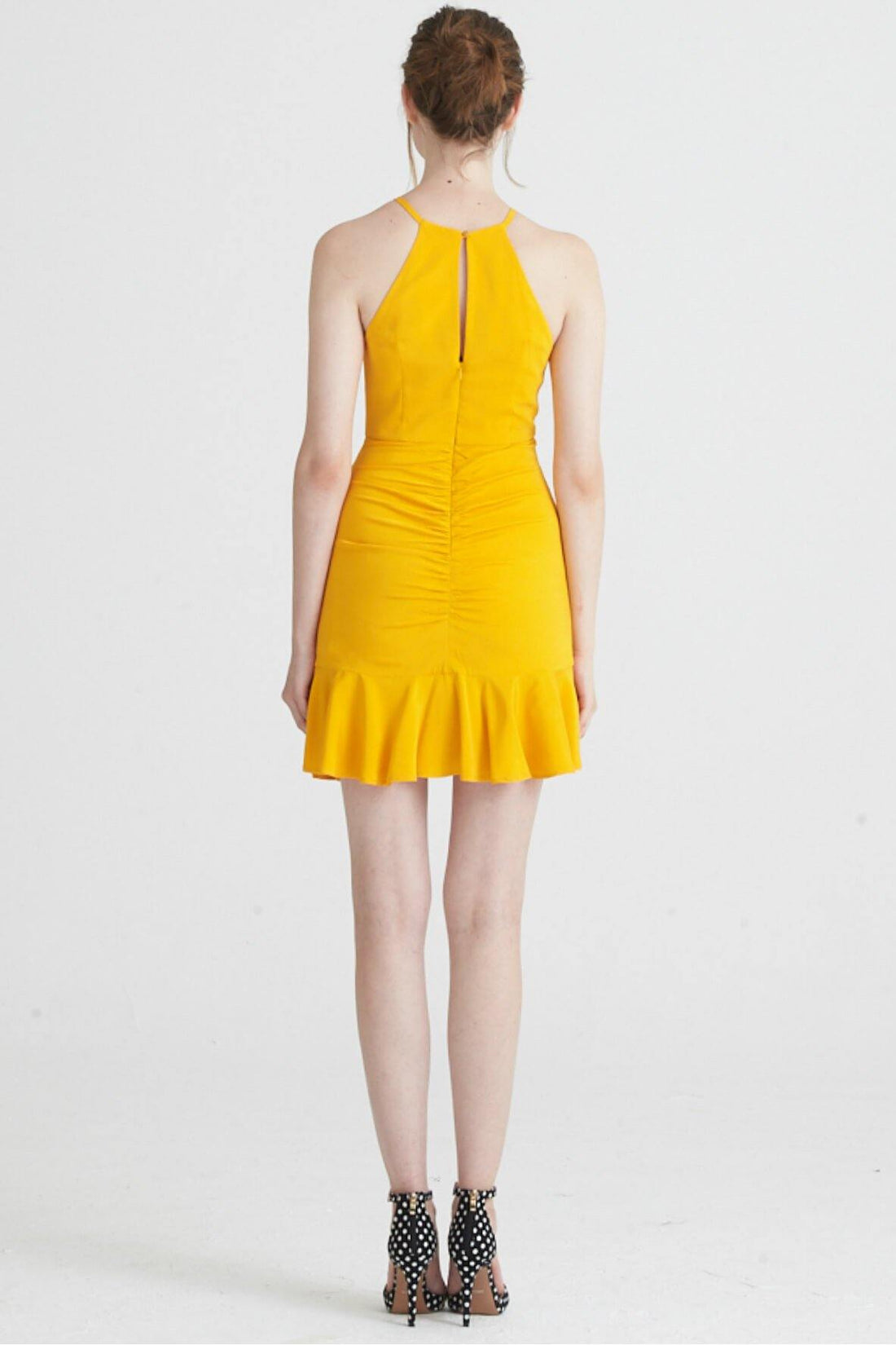 Madelyn Asymmetric Halter Ruched Dress