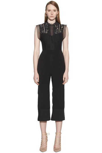 Renata Lace Trim Cropped Jumpsuit