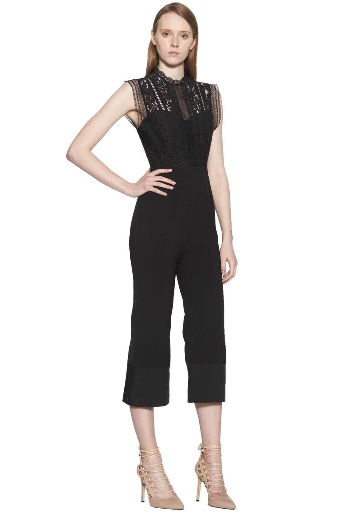 Renata Lace Trim Cropped Jumpsuit