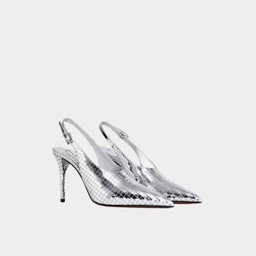 Art Deco Slingbacks In Mirror Calfskin