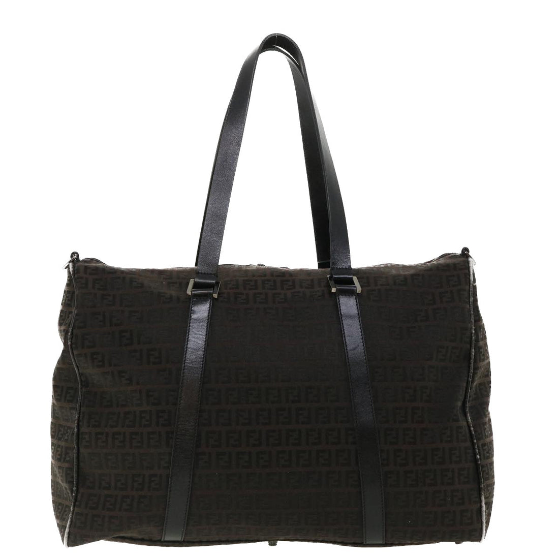 FENDI Zucchino Canvas Boston Bag Black Auth am3471