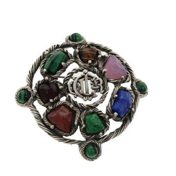 CHRISTIAN DIOR Brooch metal Silver Auth am3560