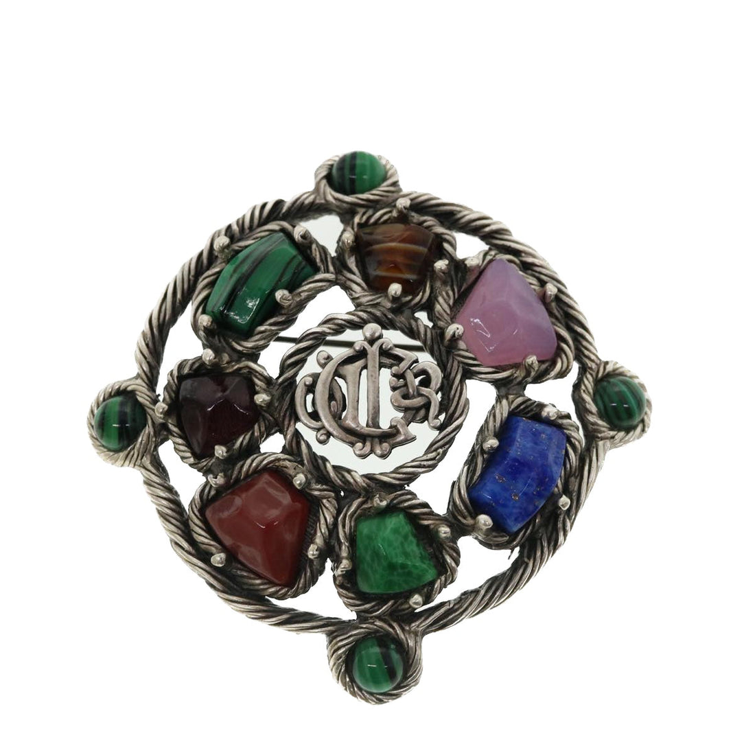 CHRISTIAN DIOR Brooch metal Silver Auth am3560