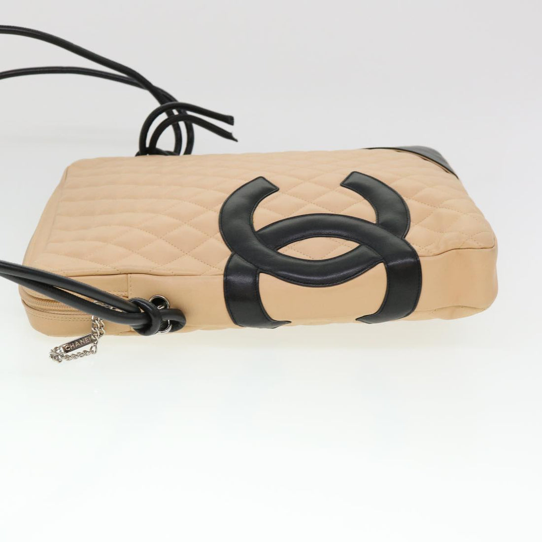 Chanel Cambon Line Shoulder Bag Caviar Skin Beige CC Auth am4027