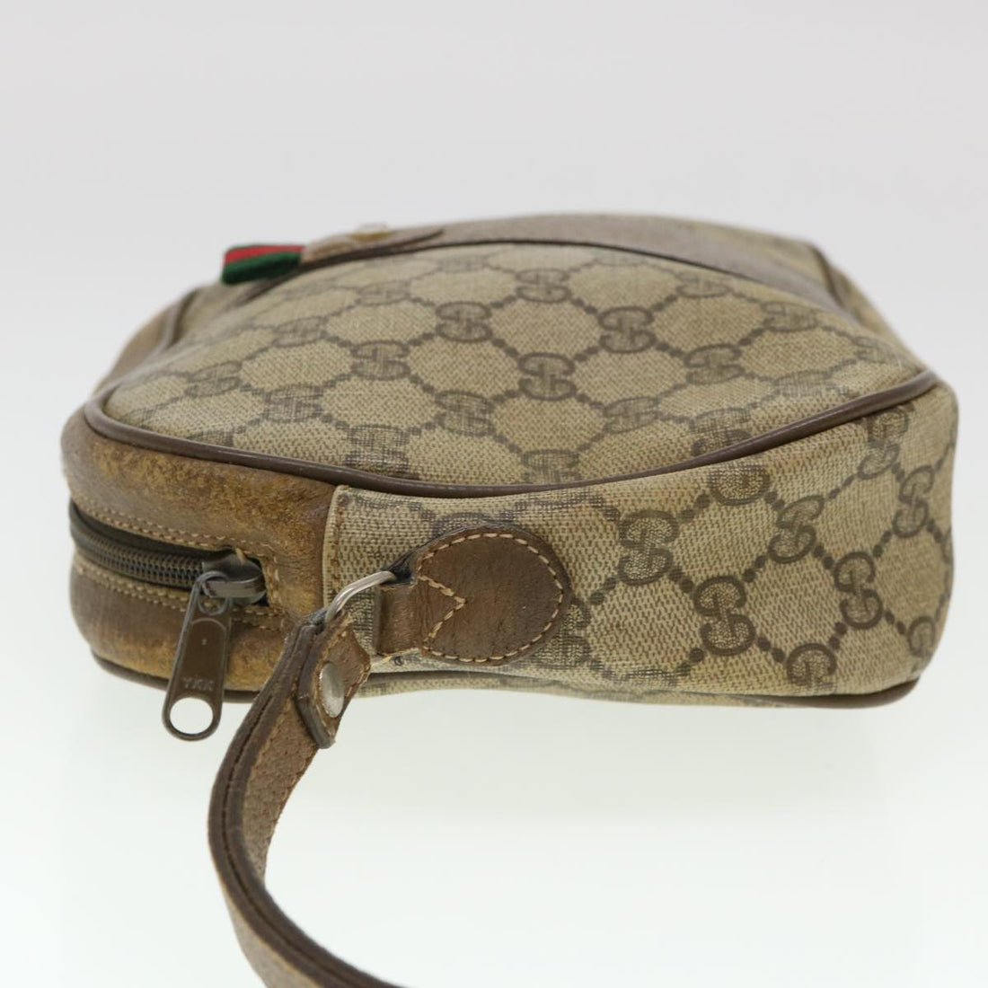 GUCCI GG Canvas Web Sherry Line Clutch Bag Beige Red Green  am4114