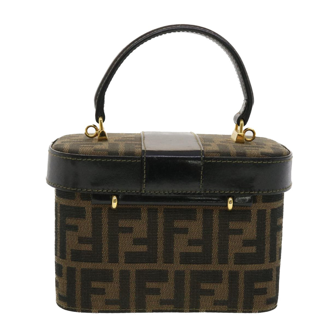 FENDI Zucca Canvas Hand Bag Nylon 2way Brown Black Auth am4252A