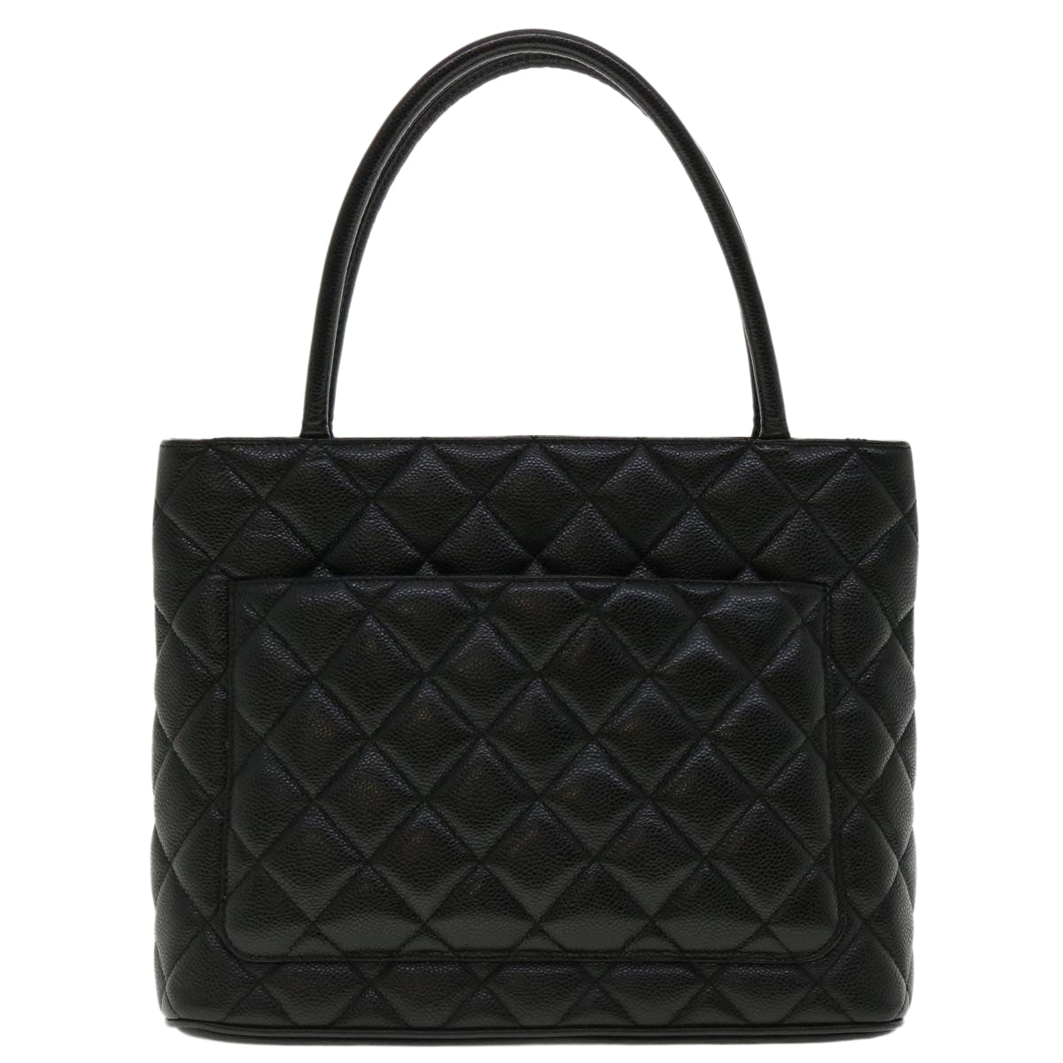 CHANEL Tote Bag Caviar Skin Black CC Auth am4270A