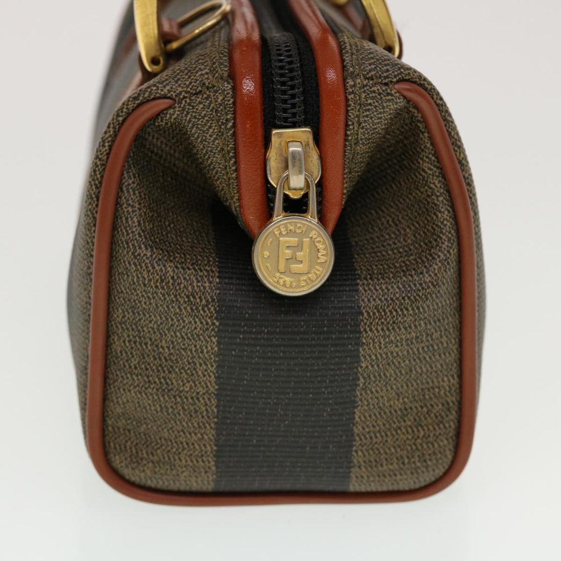 FENDI Pecan Canvas Mini Hand Bag Brown Black  am4474
