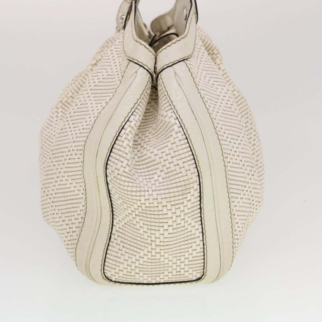 GUCCI Diamante GG Canvas Hand Bag Leather White 211944  am4493