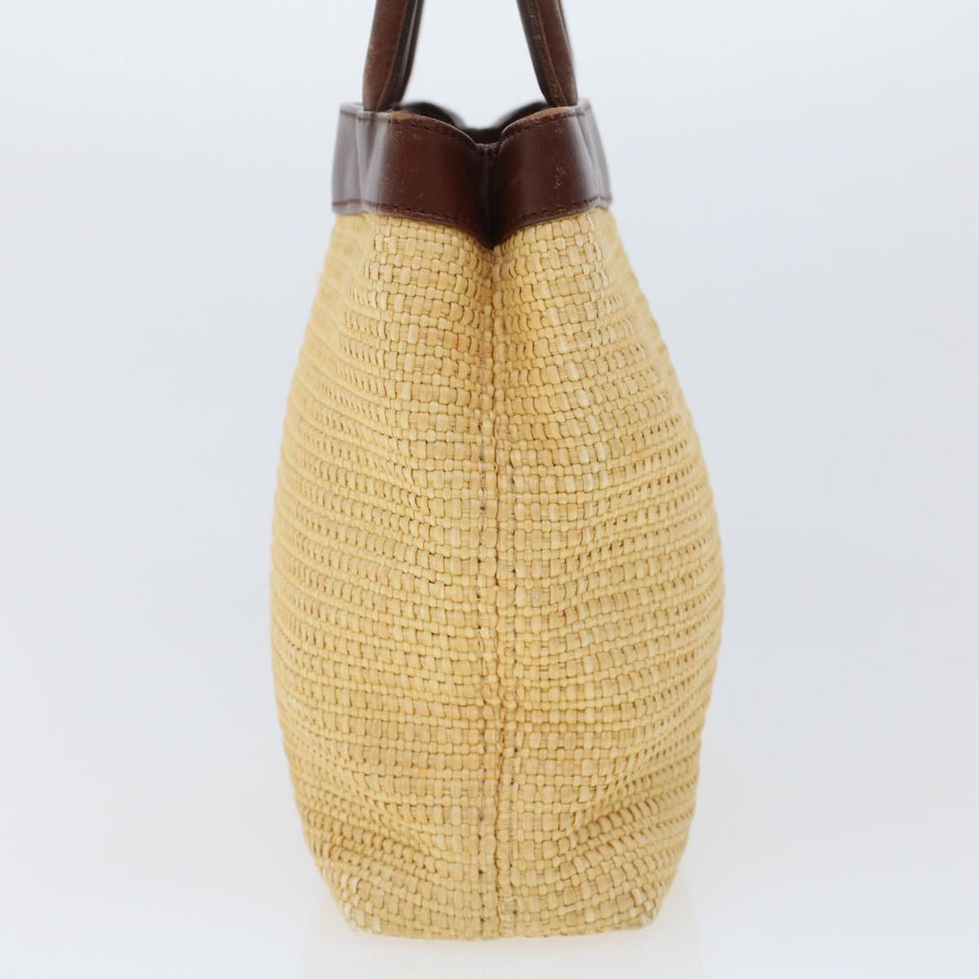 CHANEL Tote Bag Straw Beige CC Auth am4543