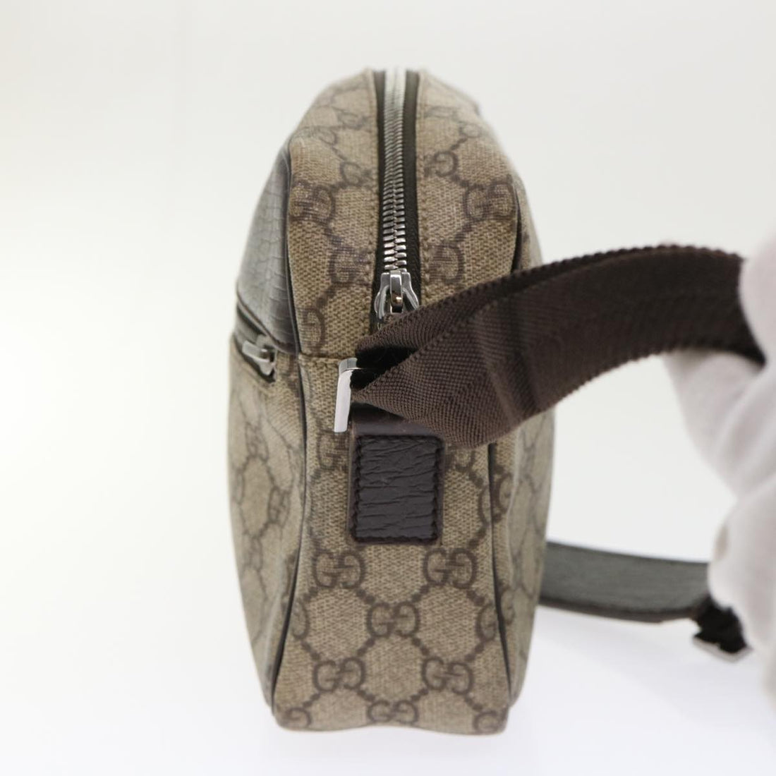 GUCCI GG Canvas Shoulder Bag PVC Leather Beige 114291  am4698