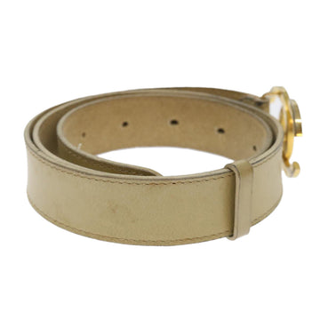 Chanel COCO Mark Belt Leather 33.1" Beige CC Auth am4714