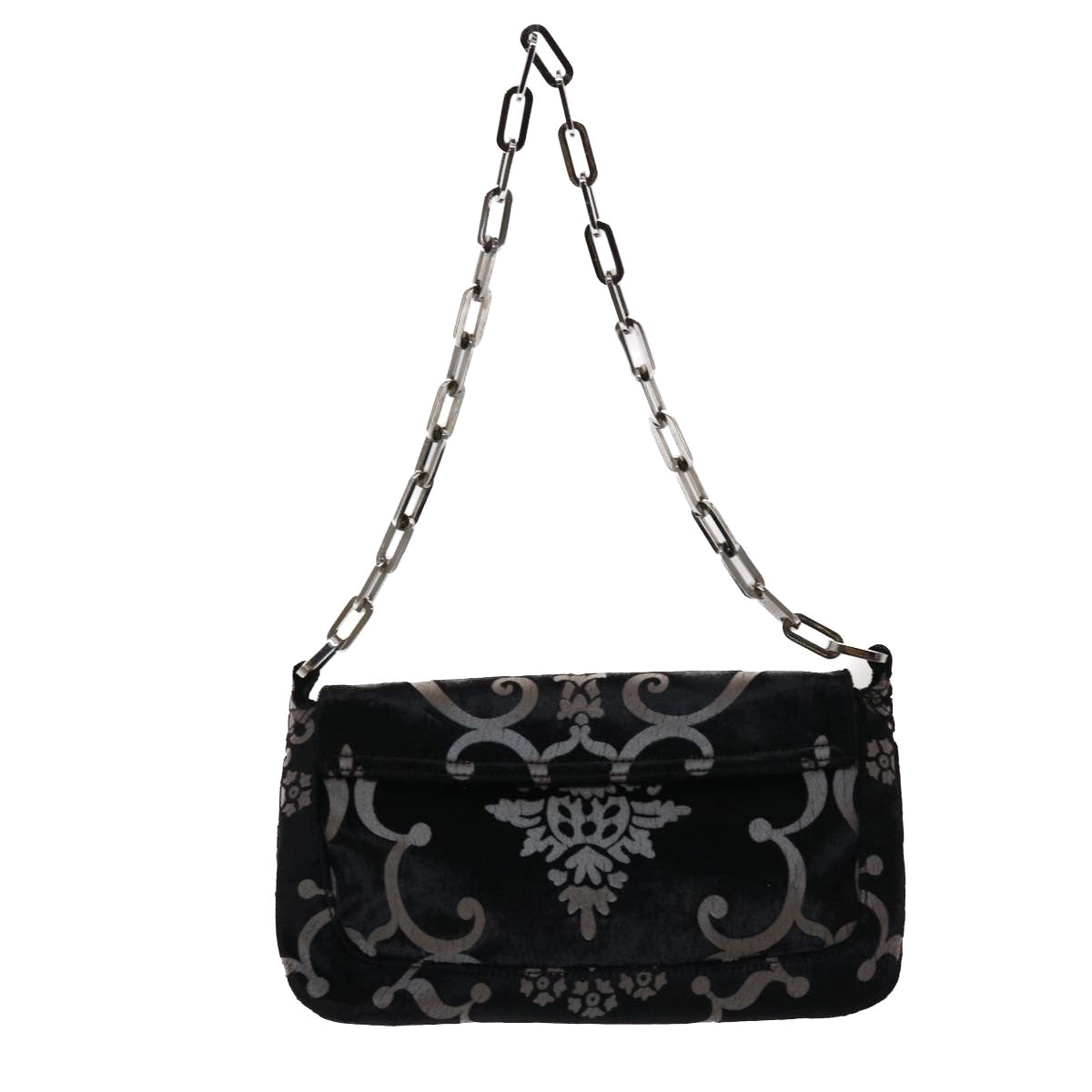 GUCCI Chain Shoulder Bag Velor Black 0013829  am4747