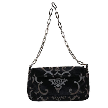 GUCCI Chain Shoulder Bag Velor Black 0013829  am4747