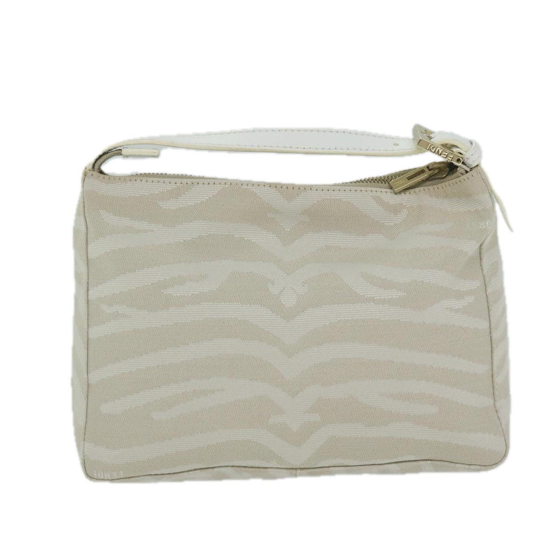 FENDI Hand Bag Canvas Beige Auth am5396