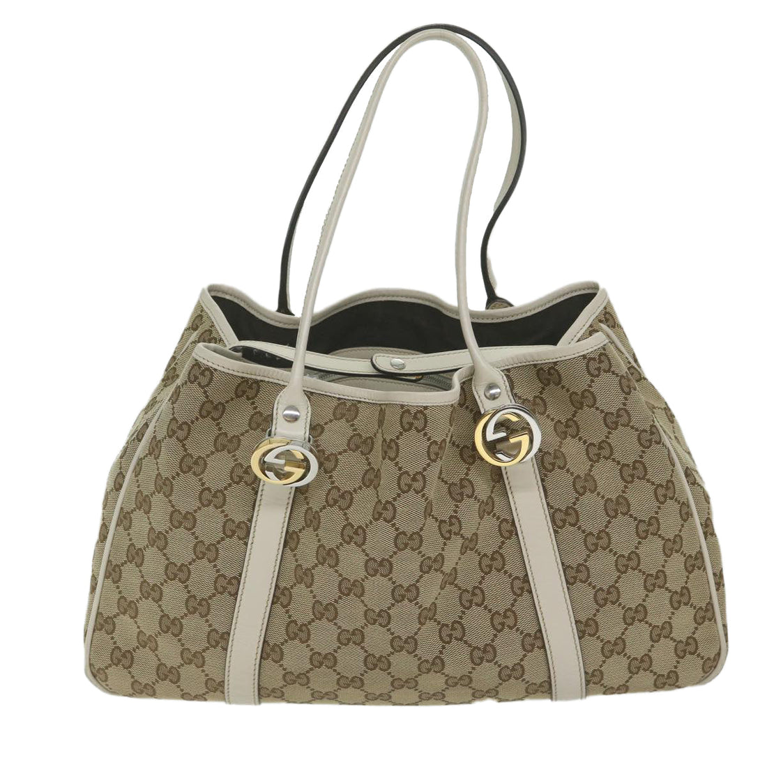 GUCCI GG Canvas GG Twins Tote Bag Beige 232957 Auth am5445